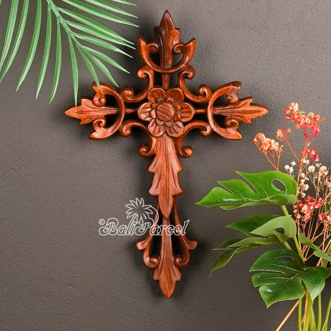 Wooden Wallhanging, Hand Made From Suar Wood With Brown Polished