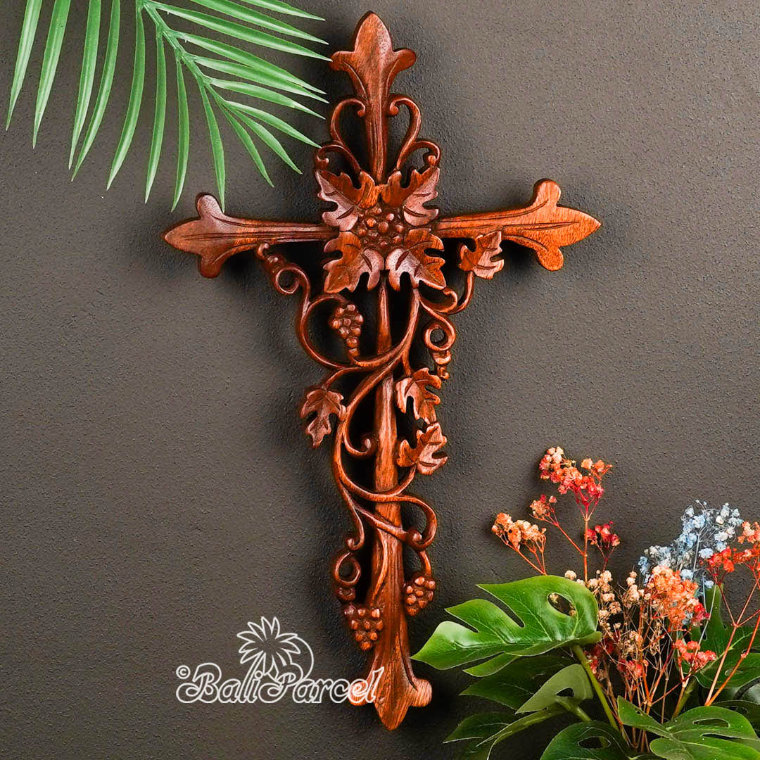 Wooden Wallhanging, Hand Made From Suar Wood With Brown Polished
