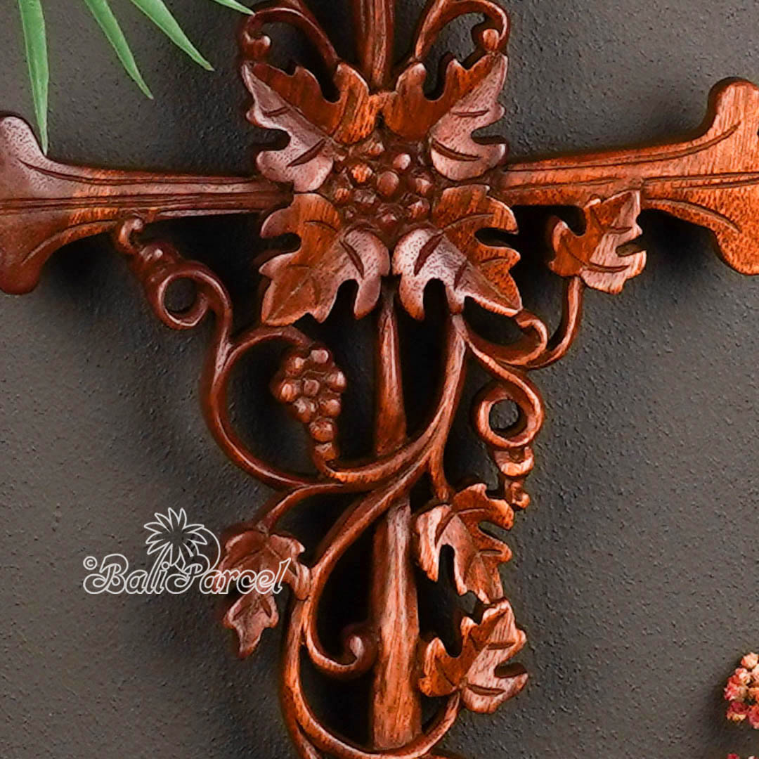 Wooden Wallhanging, Hand Made From Suar Wood With Brown Polished