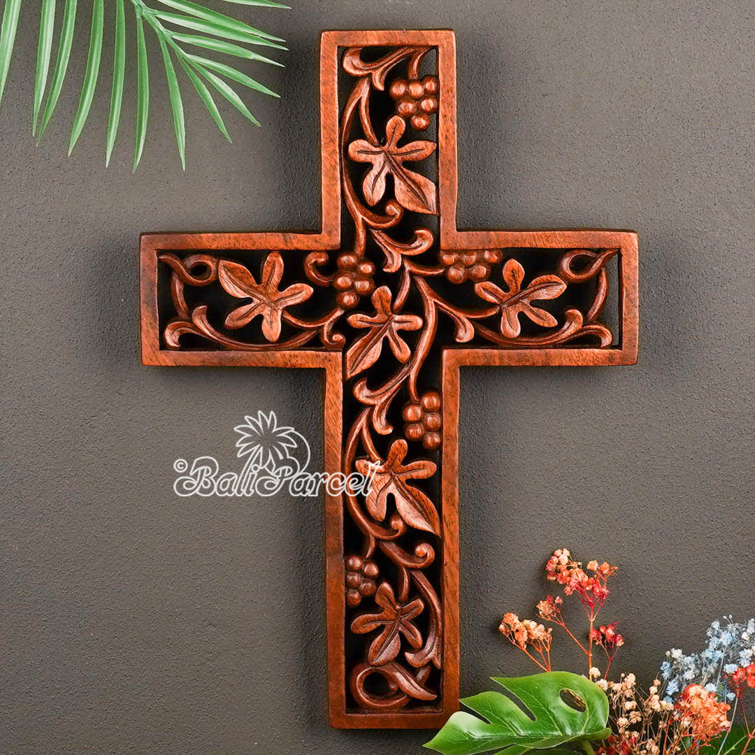 Wooden Wallhanging, Hand Made From Suar Wood With Brown Polished
