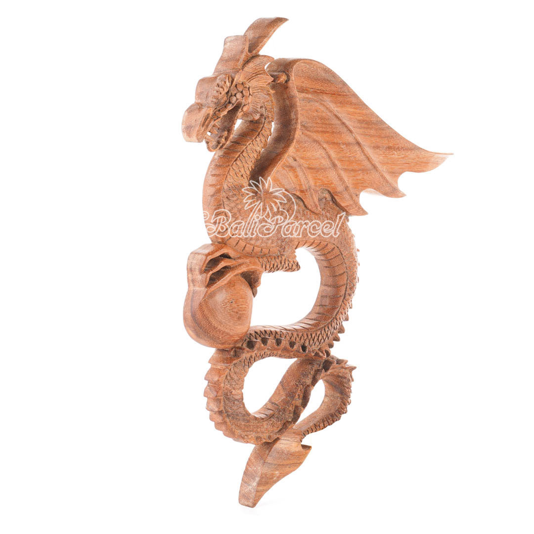 Wooden Wallhanging Dragon, Hand Made From Suar Wood With Natural Polished