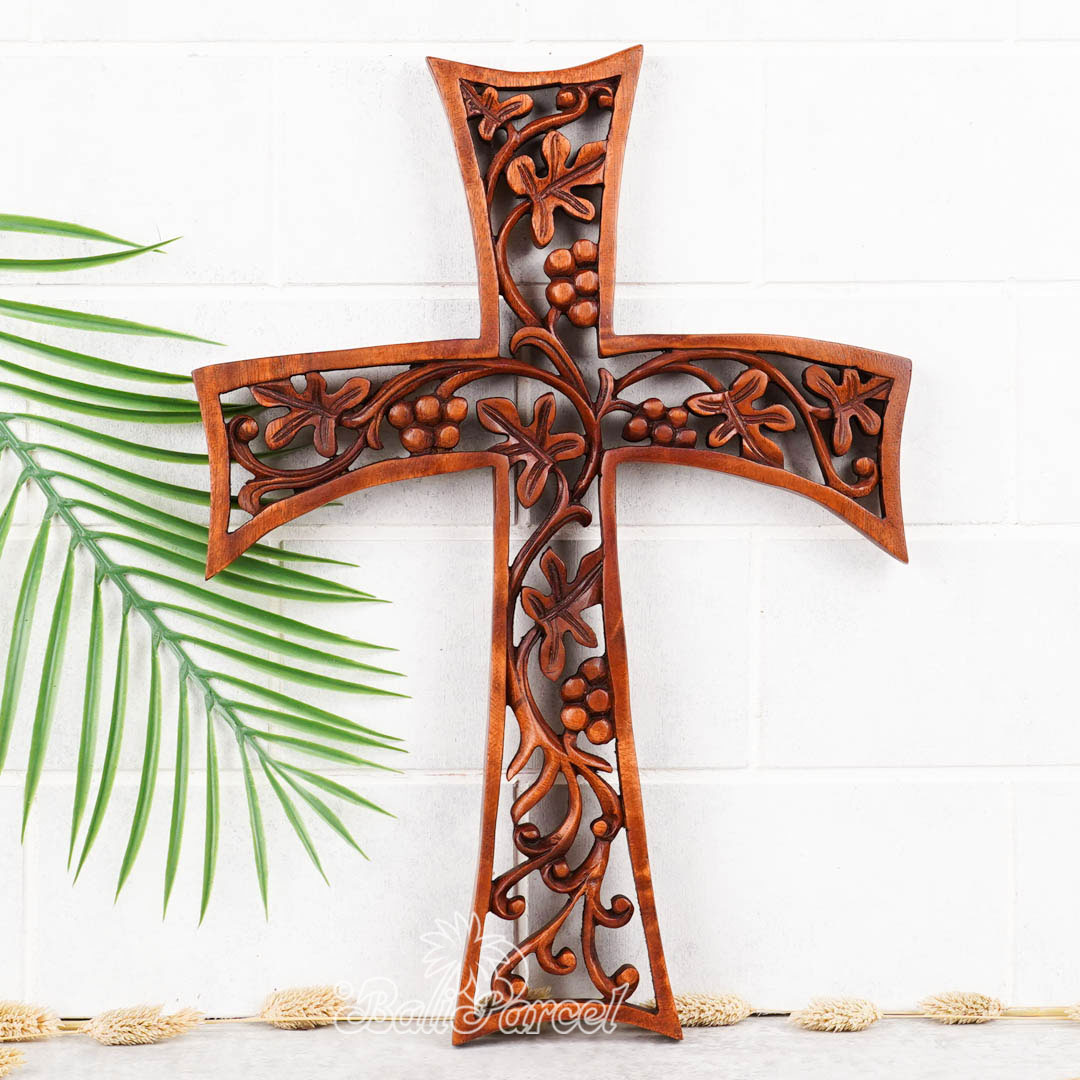 Wooden Wallhanging, Hand Made From Suar Wood With Brown Polished