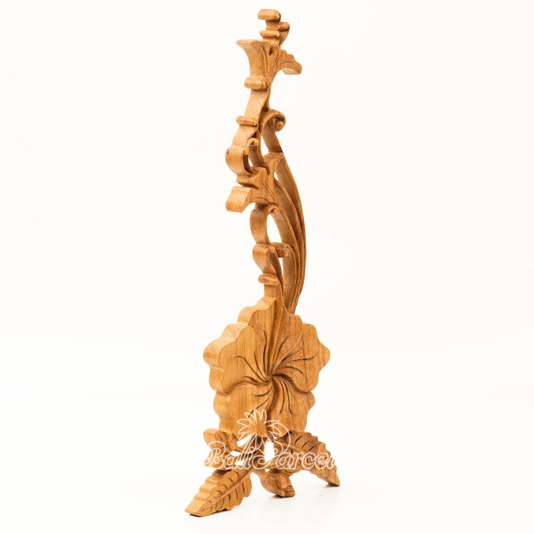 Wooden Wallhanging Hibiscus Flower, Handmade From Suar Wood
