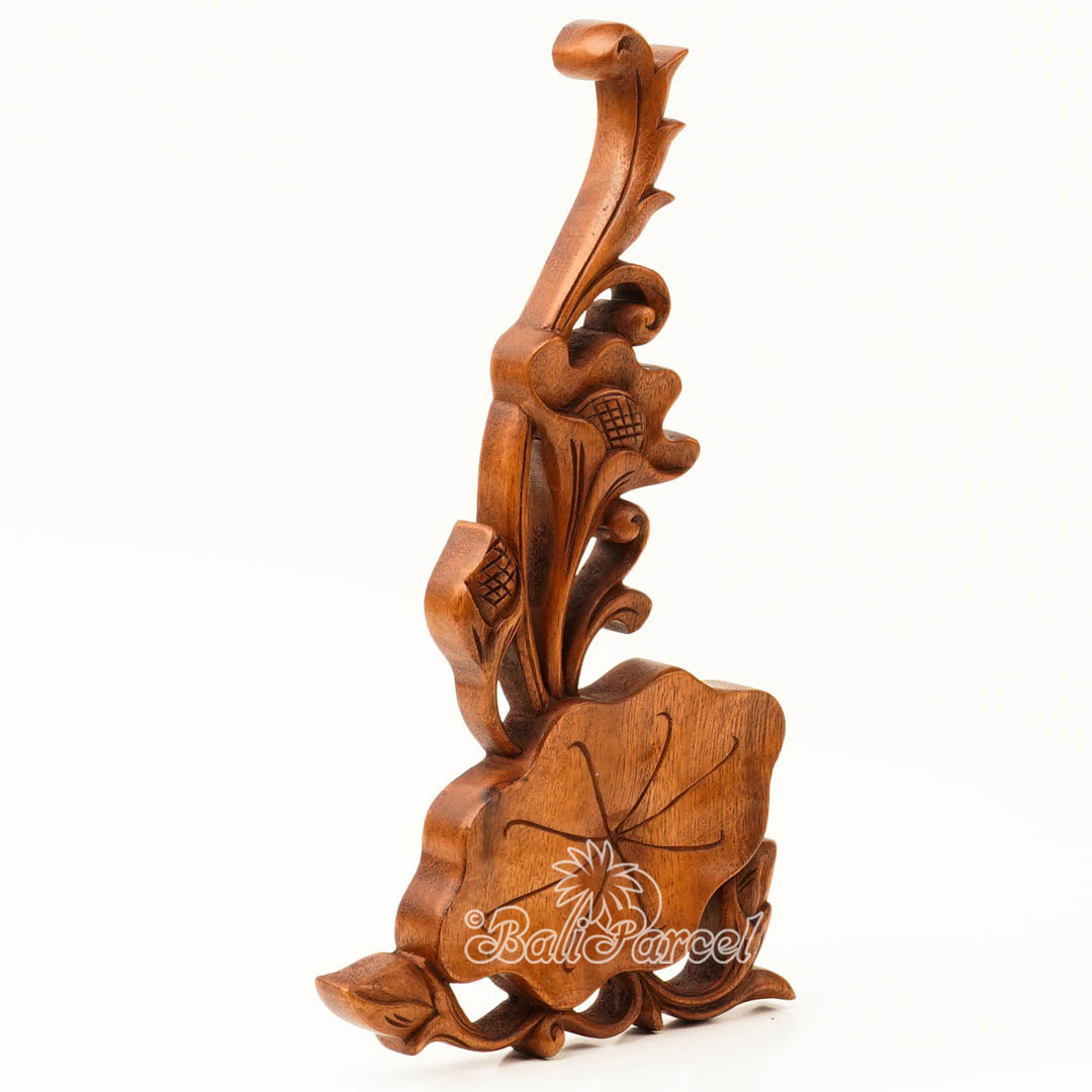 Wooden Wallhanging Lotus Flower, Handmade From Suar Wood