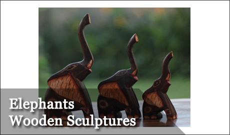 Elephants Wooden Sculptures
