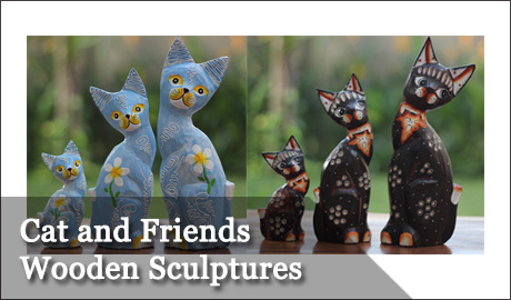 Cats And Friends Wooden Sculptures